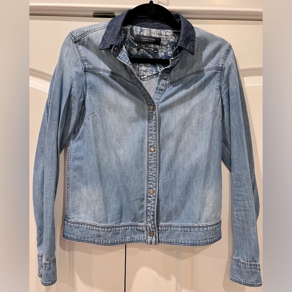 Scotch & Soda Pure Indigo Denim Shirt Jacket, Size S, Snap Buttons